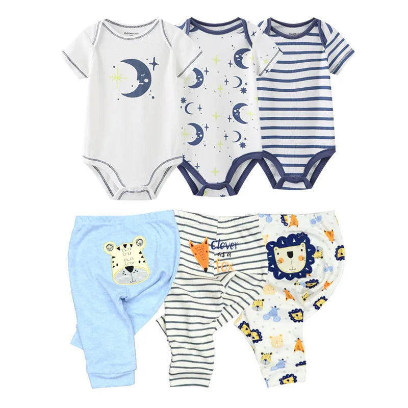 Unisex 6/9/10Pieces Cotton New Born Bodysuits+Pants