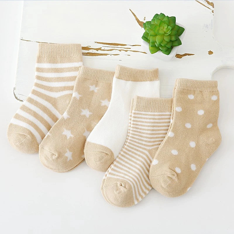 5Pairs Pure Cotton Animal Design Fadeless Soft Baby Socks