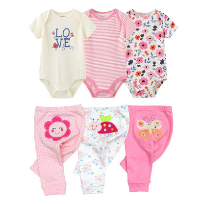 Unisex 6/9/10Pieces Cotton New Born Bodysuits+Pants