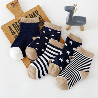 5Pairs Pure Cotton Animal Design Fadeless Soft Baby Socks