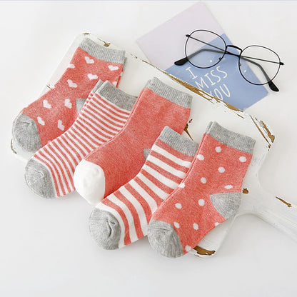 5Pairs Pure Cotton Animal Design Fadeless Soft Baby Socks