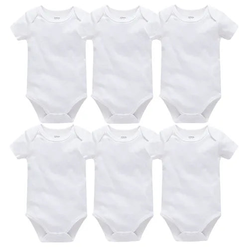 0-24 Months 3PCS 5PCS Unisex Baby Solid White Short Sleeve Cotton Bodysuits