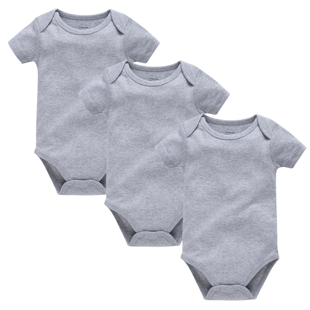 0-24 Months 3PCS 5PCS Unisex Baby Solid White Short Sleeve Cotton Bodysuits