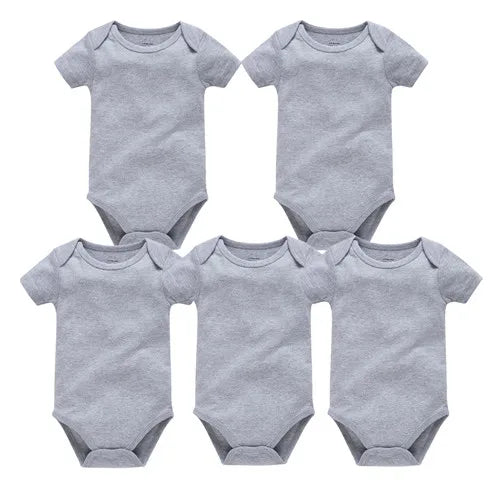 0-24 Months 3PCS 5PCS Unisex Baby Solid White Short Sleeve Cotton Bodysuits