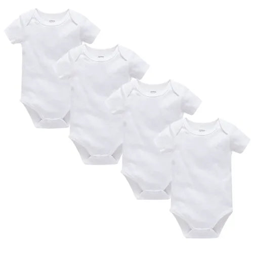 0-24 Months 3PCS 5PCS Unisex Baby Solid White Short Sleeve Cotton Bodysuits