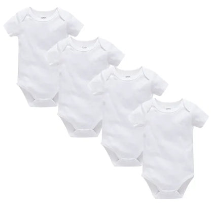 0-24 Months 3PCS 5PCS Unisex Baby Solid White Short Sleeve Cotton Bodysuits