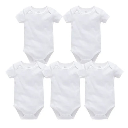 0-24 Months 3PCS 5PCS Unisex Baby Solid White Short Sleeve Cotton Bodysuits