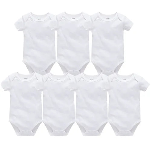 0-24 Months 3PCS 5PCS Unisex Baby Solid White Short Sleeve Cotton Bodysuits