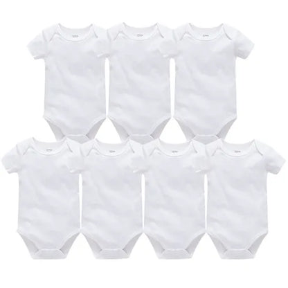 0-24 Months 3PCS 5PCS Unisex Baby Solid White Short Sleeve Cotton Bodysuits