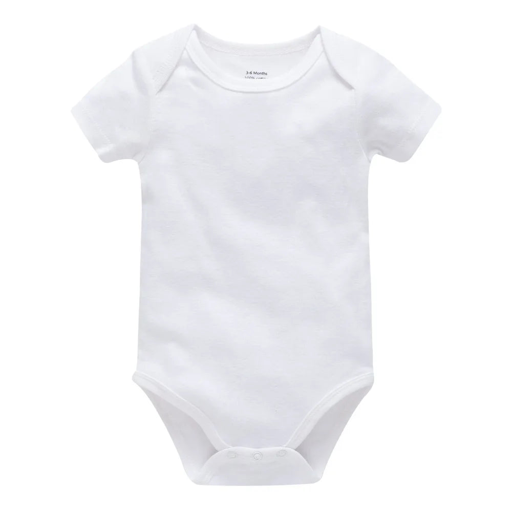 0-24 Months 3PCS 5PCS Unisex Baby Solid White Short Sleeve Cotton Bodysuits