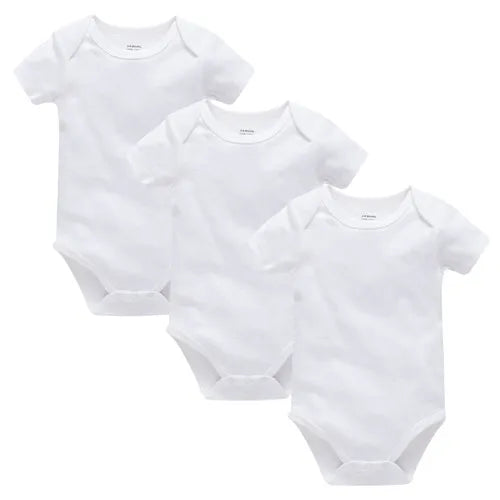 0-24 Months 3PCS 5PCS Unisex Baby Solid White Short Sleeve Cotton Bodysuits