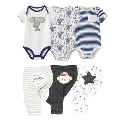 Unisex 6/9/10Pieces Cotton New Born Bodysuits+Pants