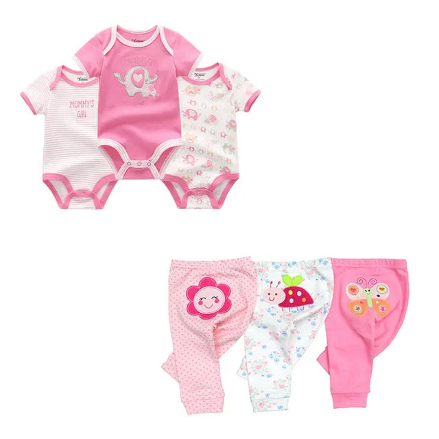 Unisex 6/9/10Pieces Cotton New Born Bodysuits+Pants