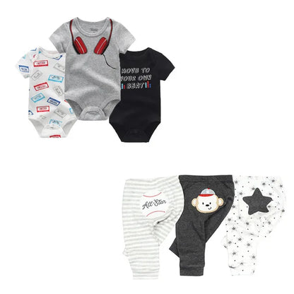 Unisex 6/9/10Pieces Cotton New Born Bodysuits+Pants