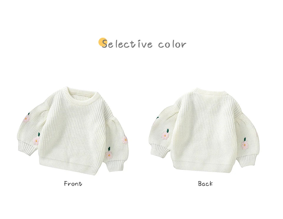 Baby Girl Casual Round Neck Long Sleeve Knitted Sweaters