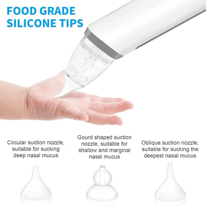 Baby Electric Nasal Aspirator Nose Suction Device with Food Grade Silicone Mouthpiece 3 Suction Modes and Soothing Music