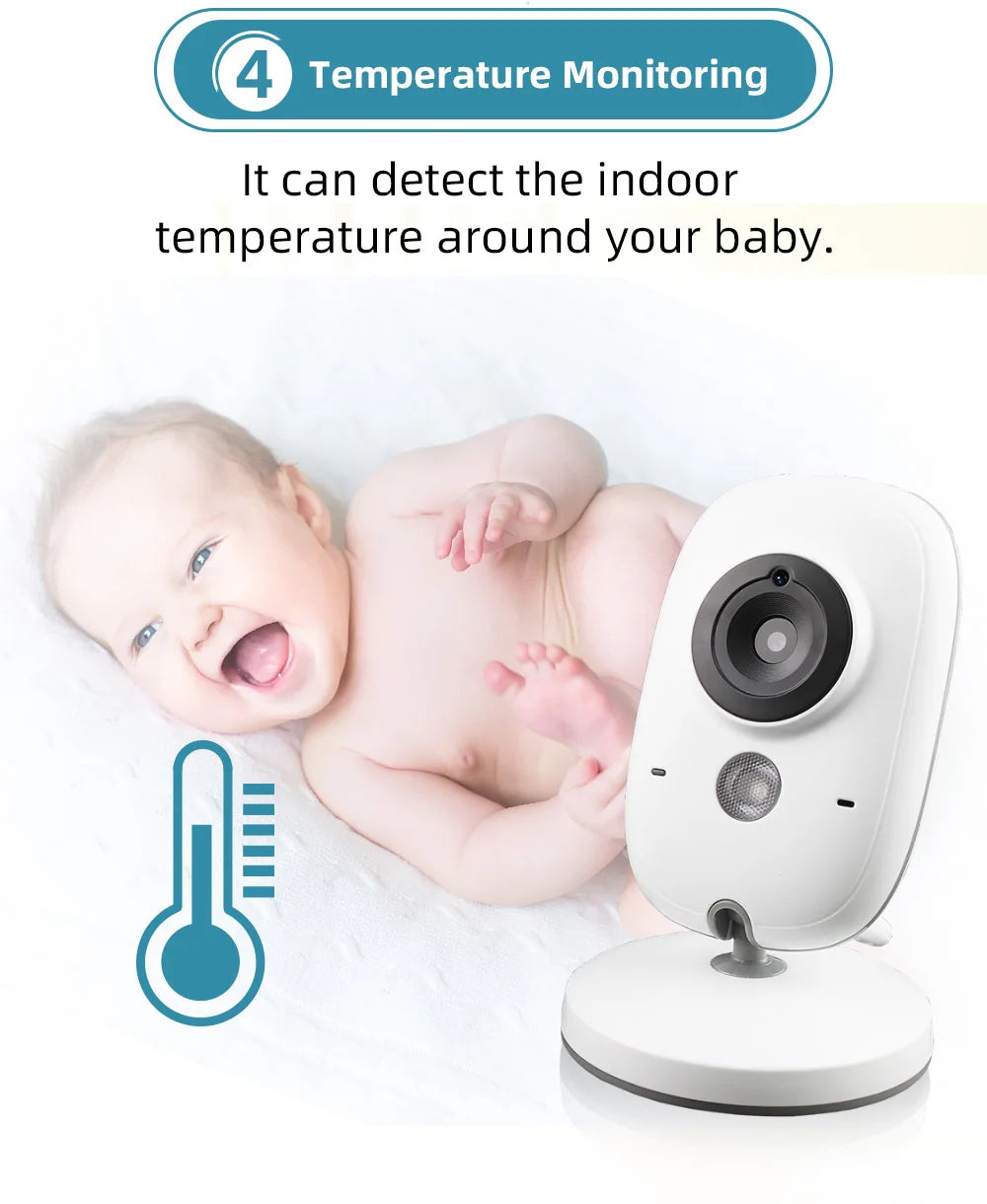 3.2 Inch Wireless Video Baby Monitor With Lullabies Auto Night Vision Two Way Intercom Temperature Monitoring Babysitter