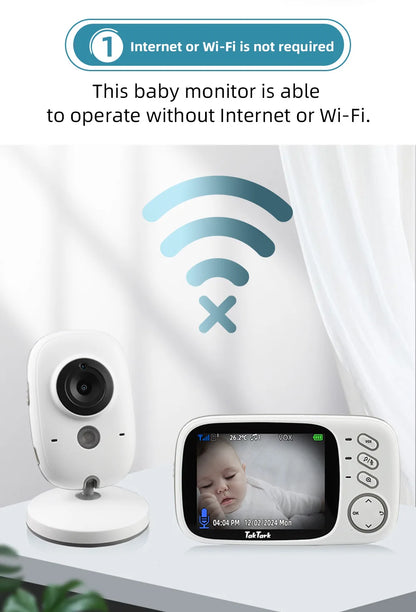 3.2 Inch Wireless Video Baby Monitor With Lullabies Auto Night Vision Two Way Intercom Temperature Monitoring Babysitter