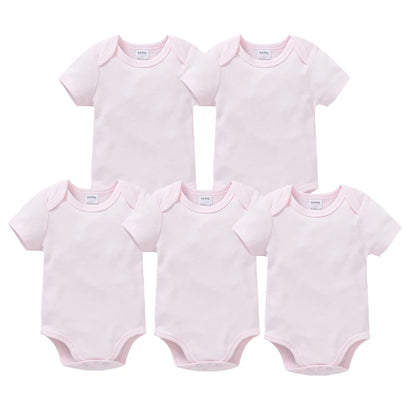 0-24 Months 3PCS 5PCS Unisex Baby Solid White Short Sleeve Cotton Bodysuits