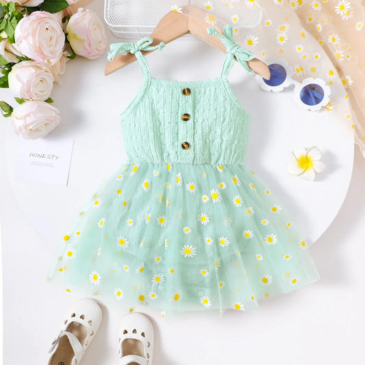 Bow Small Daisy Chiffon Bodysuit for Baby Girls From 3 to 24 Months