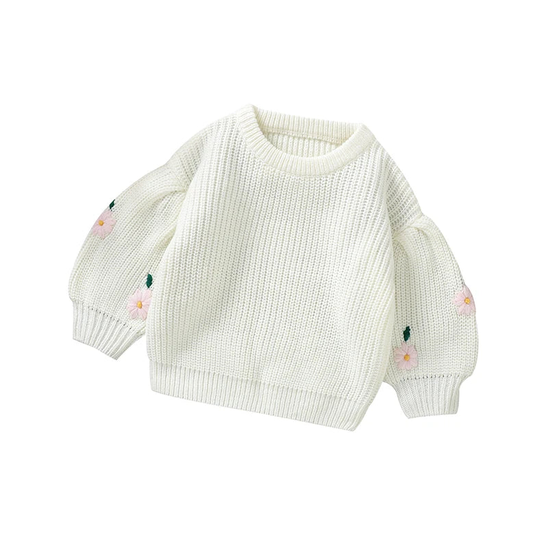 Baby Girl Casual Round Neck Long Sleeve Knitted Sweaters