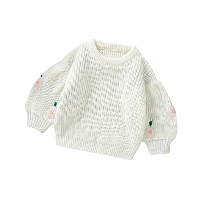 Baby Girl Casual Round Neck Long Sleeve Knitted Sweaters