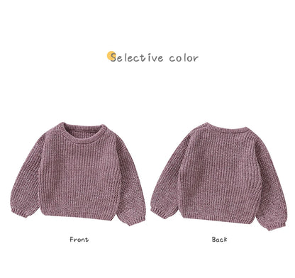 Purple Crew Neck Long Sleeve Girl Sweater