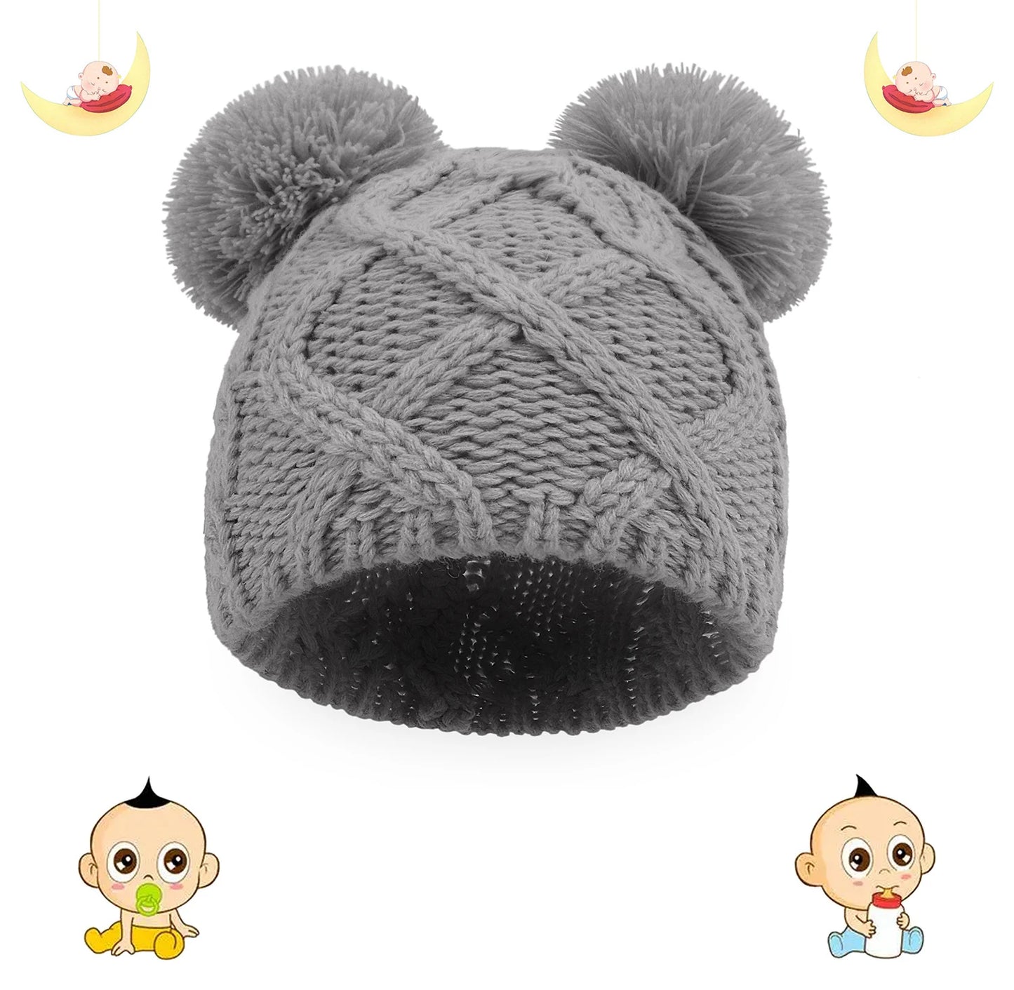 Newborn Winter Hat Crochet Solid Baby Bear Ear