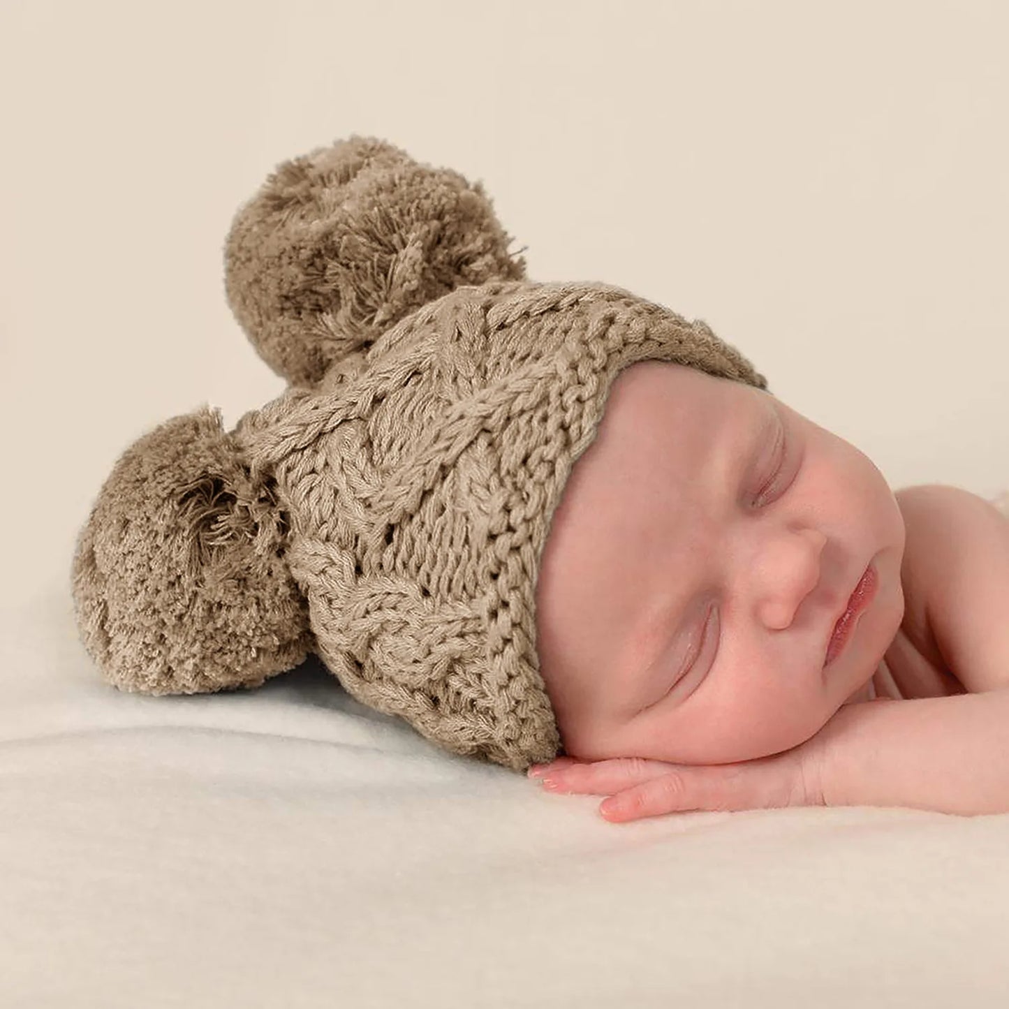 Newborn Winter Hat Crochet Solid Baby Bear Ear