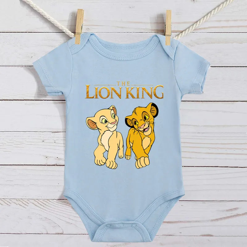 Unisex Baby Lion King Simba Cartoon Black Short Sleeve Cotton Bodysuit