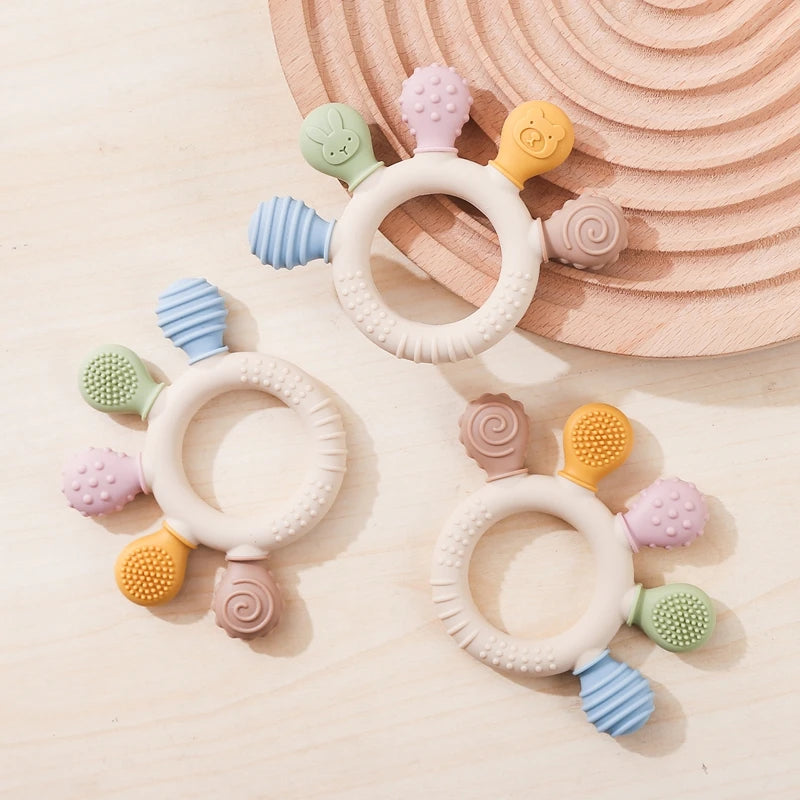 1pc Silicone Baby 0-12 Months Ring Silicone Baby Teether