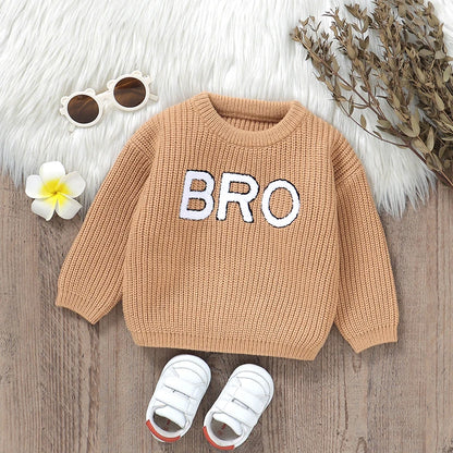 Casual Letter Knitted Baby Boy Sweater