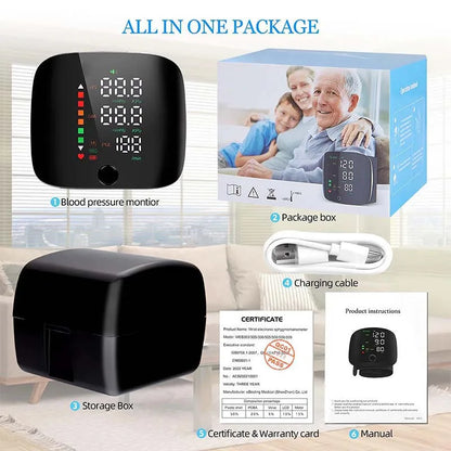 New Touch Screen LED Rechargeable Wrist Blood Pressure Monitor Russian / Arabic / Spanish Voice Broadcast Tonometer BP Monitor