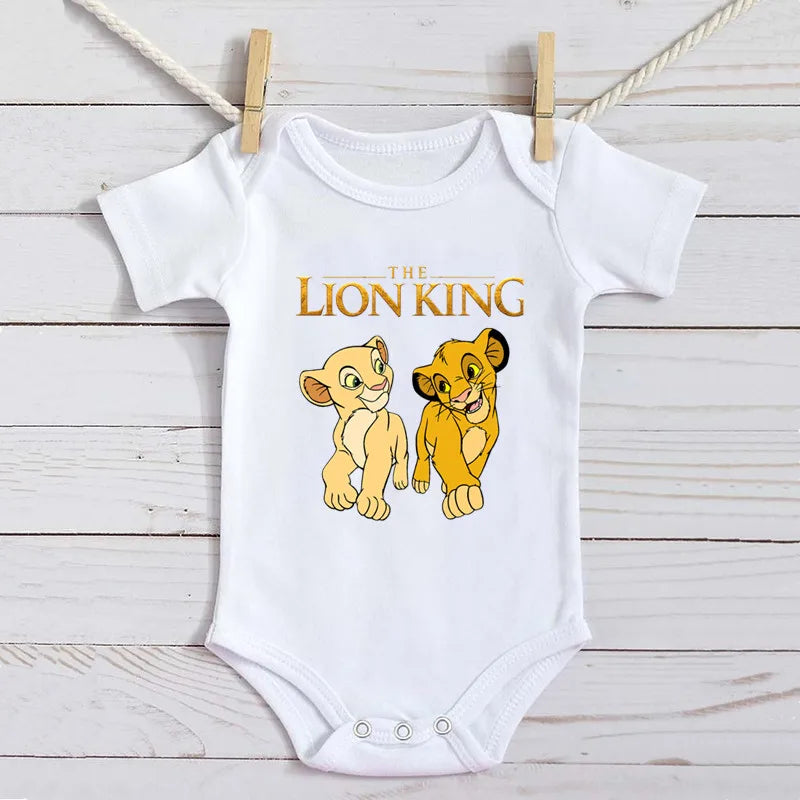 Unisex Baby Lion King Simba Cartoon Black Short Sleeve Cotton Bodysuit