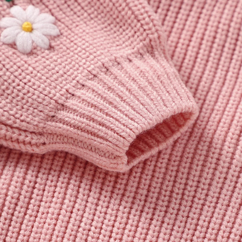 Baby Girl Casual Round Neck Long Sleeve Knitted Sweaters