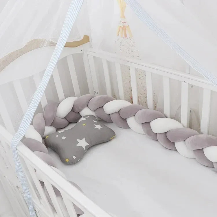 1M/2M/3M/4M Knot Braid Bumper Infant Cradle Cot Protector