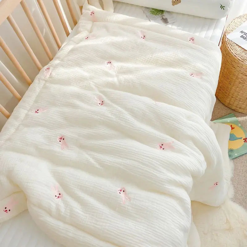 100% Cotton Baby Cartoon Bear Bunny Newborn Blanket 100*120CM