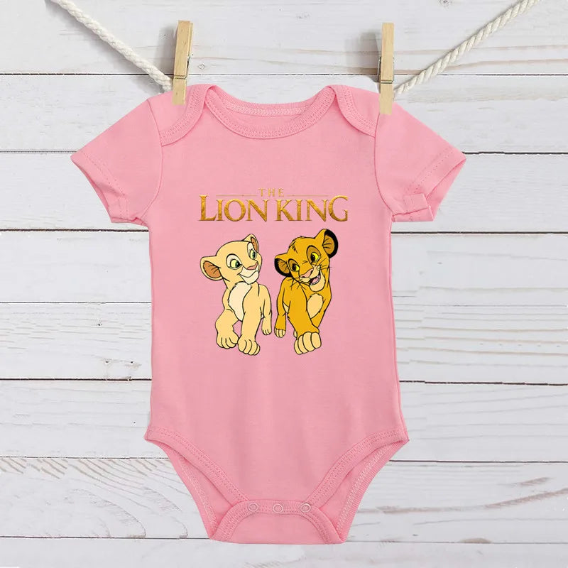 Unisex Baby Lion King Simba Cartoon Black Short Sleeve Cotton Bodysuit