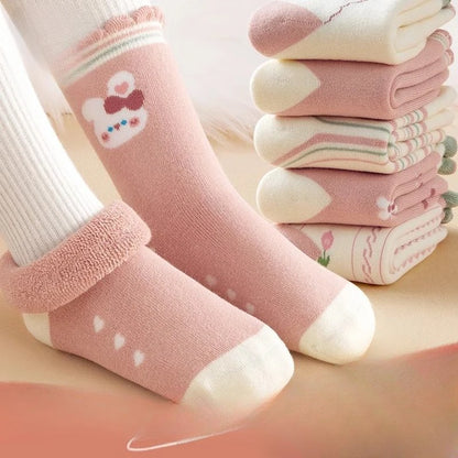 5Pairs Children's Socks Wool Circle with Wool Thickening Skin Warm Stockings