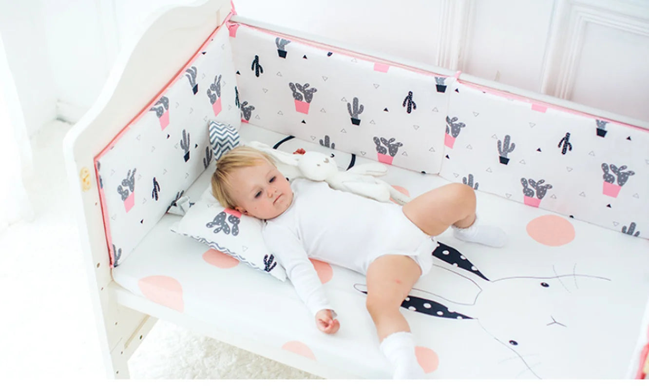 130*30 cm Baby Crib Set Bumpers for Newborns Cotton Printed Cot Protector