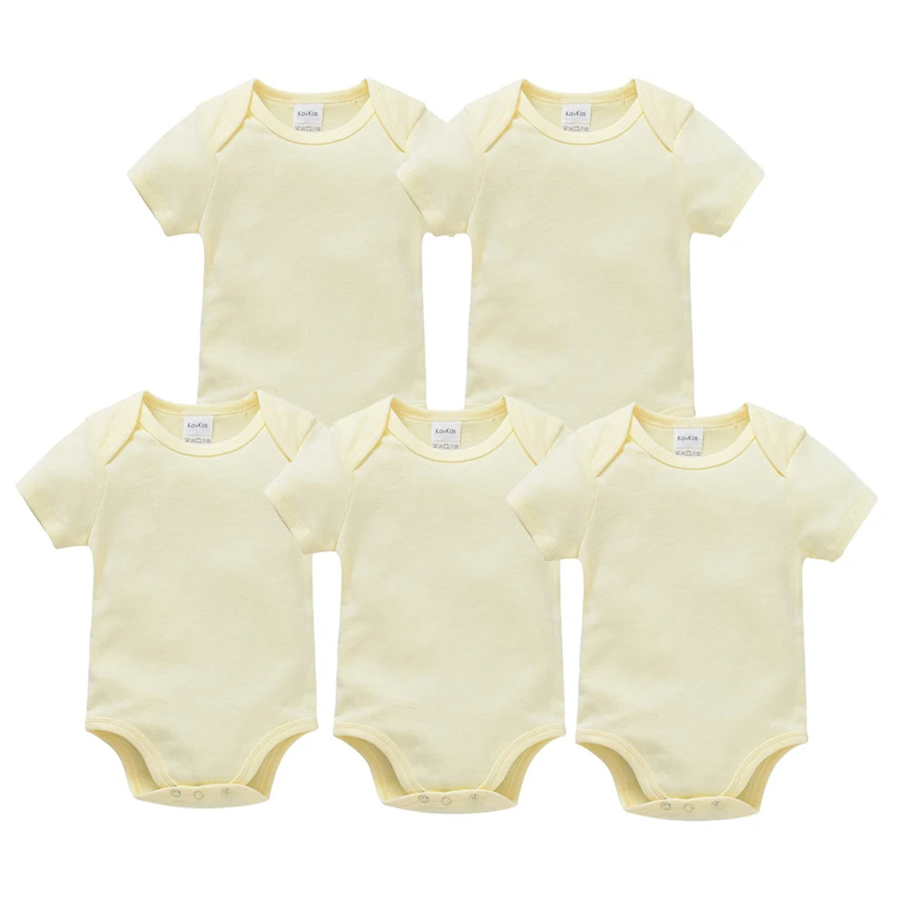 0-24 Months 3PCS 5PCS Unisex Baby Solid White Short Sleeve Cotton Bodysuits