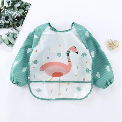 1Pcs Waterproof Eating Smock Infant Toddler Baby Cartoon Long Sleeve Bib