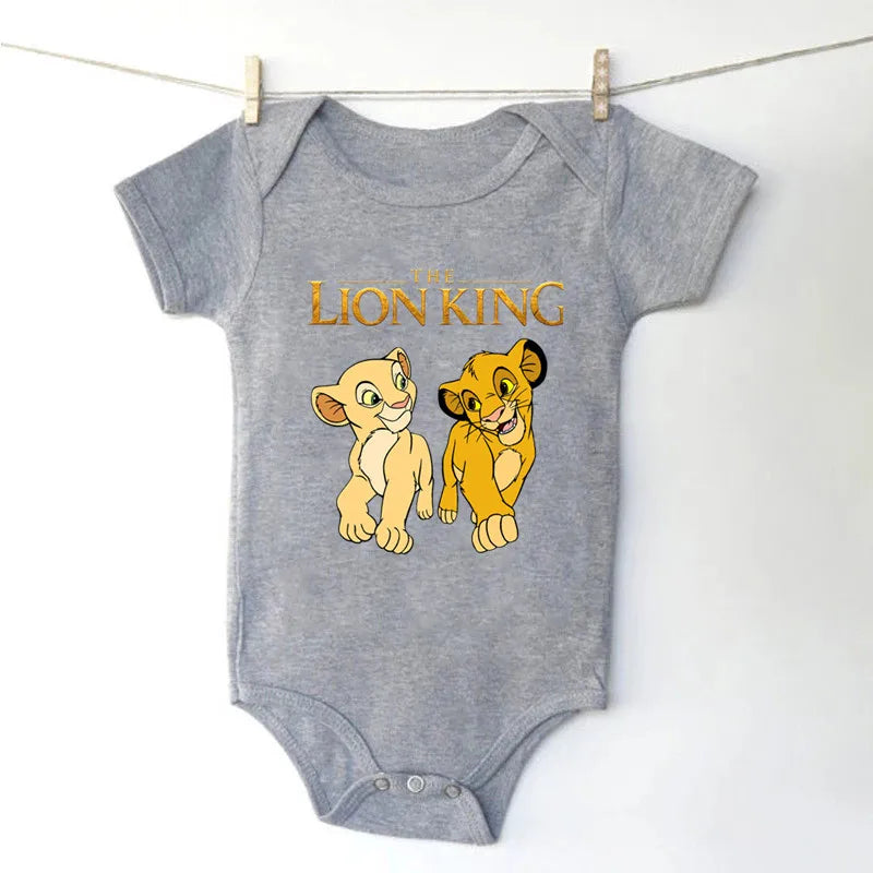 Unisex Baby Lion King Simba Cartoon Black Short Sleeve Cotton Bodysuit