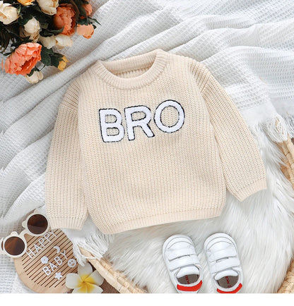 Casual Letter Knitted Baby Boy Sweater