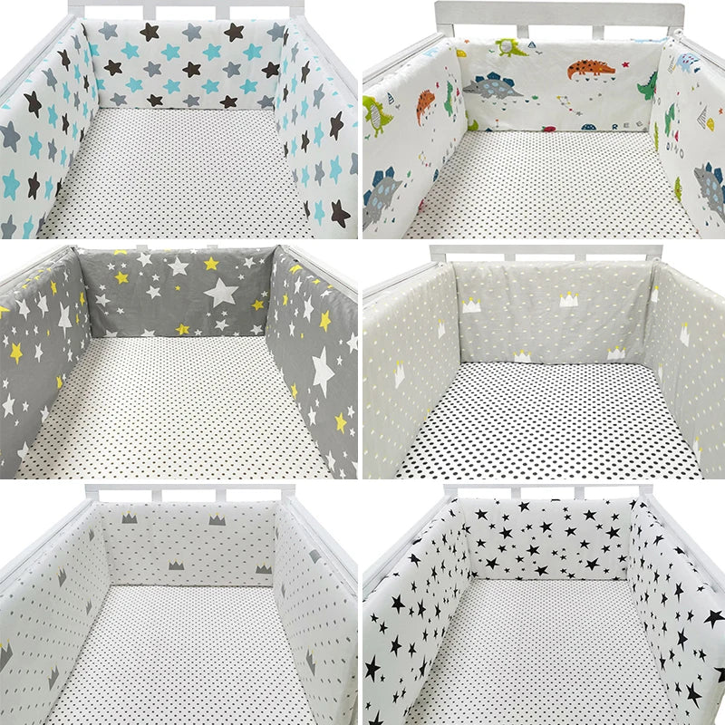 130*30 cm Baby Crib Set Bumpers for Newborns Cotton Printed Cot Protector