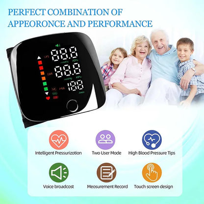 New Touch Screen LED Rechargeable Wrist Blood Pressure Monitor Russian / Arabic / Spanish Voice Broadcast Tonometer BP Monitor