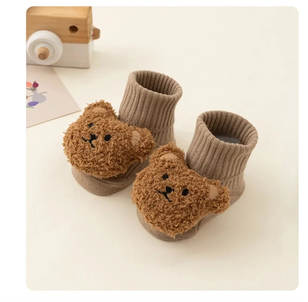 Unisex Cute Cartoon Bear Baby Socks Soft Cotton Anti Slip Soled