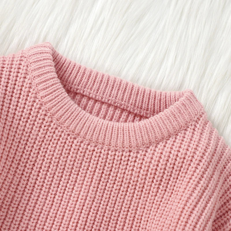 Baby Girl Casual Round Neck Long Sleeve Knitted Sweaters