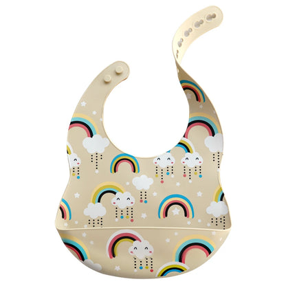 Fashionable Cartoon Printed Waterproof Soft Baby Silicone Bibs