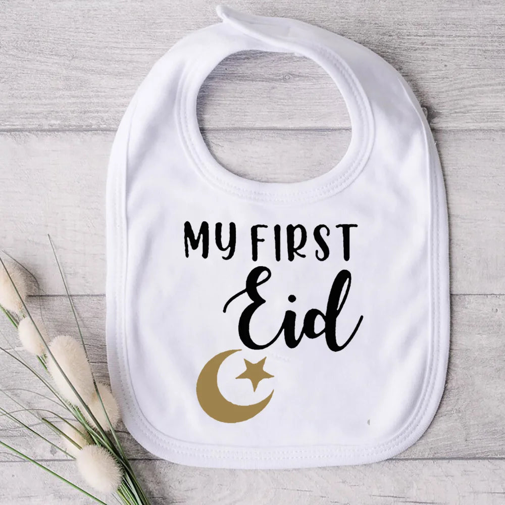 My First Eid Ramadan Print Baby Bibs Boys Girls Cotton Bib